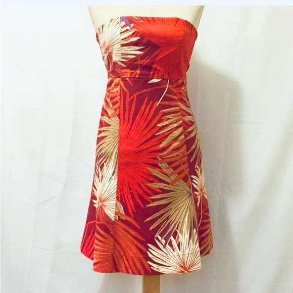 Vintage GAP Summer Strapless Dress with Leaf Print - Picture 5 of 6